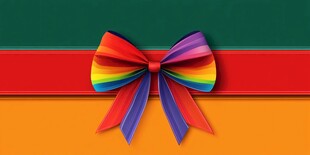 彩虹蝴蝶结装饰带背景图