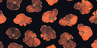 黑色背景上的橙色花朵图案