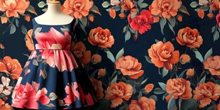 花卉图案连衣裙展示