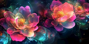 梦幻炫彩花卉绽放