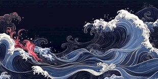 澎湃海浪绘就奇幻海洋景