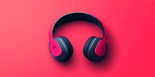 粉色时尚头戴式耳机展示