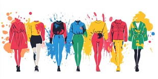 时尚多彩服装模特插画