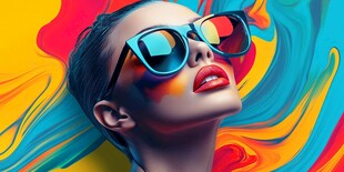 时尚墨镜美女绚丽色彩风