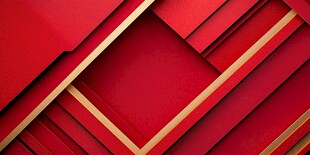 红色立体几何金线条背景