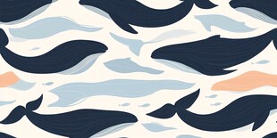 海洋鲸鱼图案无缝背景图