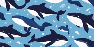 海洋鲸鱼无缝图案插画