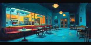 复古风深夜营业的静谧餐厅