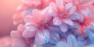 梦幻粉色花朵绽放美景