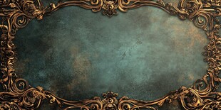 复古金色雕花绿底装饰框