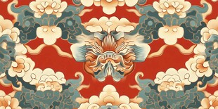 中式传统瑞兽云纹图案