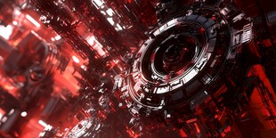 未来感红色机械装置场景