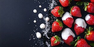 甜蜜草莓配奶油诱人画面