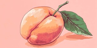 手绘鲜桃 一抹清新色彩