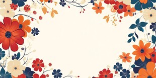 多彩花卉边框背景图