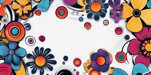 多彩花卉边框装饰图案