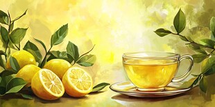 柠檬茶的清新静物画
