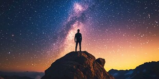 仰望星空的孤独旅人