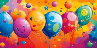 欢乐彩色气球插画场景