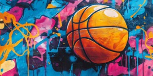 涂鸦风篮球艺术画面