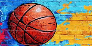 墙上篮球涂鸦艺术作品