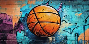 涂鸦风篮球壁画展示