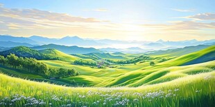 田园绿野间的梦幻自然风光