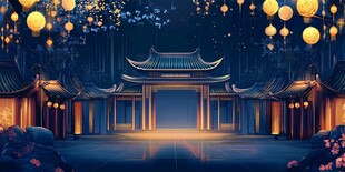 古建夜景 灯笼装点的中式美