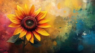 梦幻向日葵 多彩艺术背景
