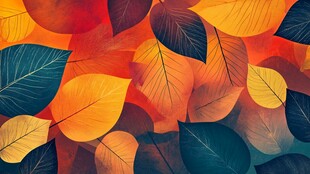 秋日斑斓树叶插画