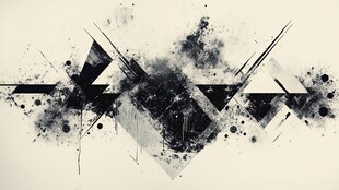 黑白水墨风几何抽象图案