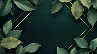 绿叶镶金框背景图