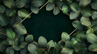 绿叶金框构成的自然边框