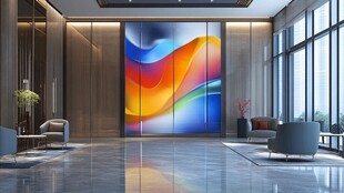 现代时尚大厅绚丽壁画装饰