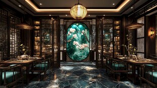 中式典雅餐厅室内精致场景