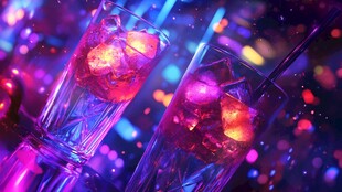 梦幻炫彩鸡尾酒特写