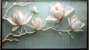 玉兰花墙面浮雕艺术装饰