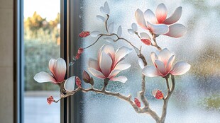 窗前玉兰花枝贴饰