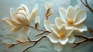 立体浮雕玉兰花艺术画面