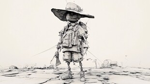 小小战士站立荒凉之地