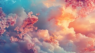 梦幻云端樱花烂漫景色