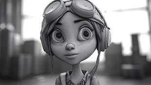 机械风少女飞行员形象