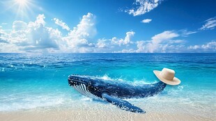 海中鲸鱼携帽畅游梦幻景