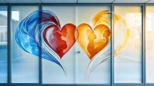 爱心玻璃图案展现温馨情感