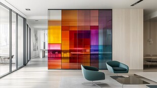 多彩玻璃墙的现代简约空间