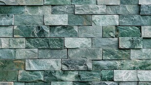 绿色石砌墙面纹理特写