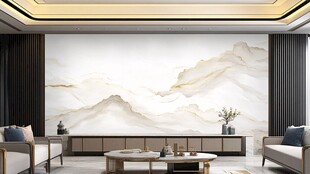 中式山水风客厅背景墙