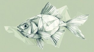 几何风格手绘简约金鱼图