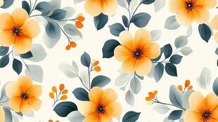 黄色花卉图案的清新背景