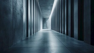 深邃混凝土走廊神秘空间